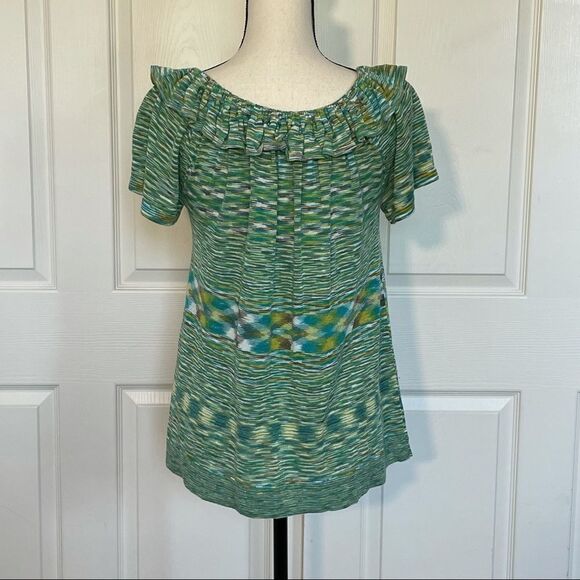 Banana Republic Ruffle Neck Short Sleeve Top, S - Picture 5 of 12